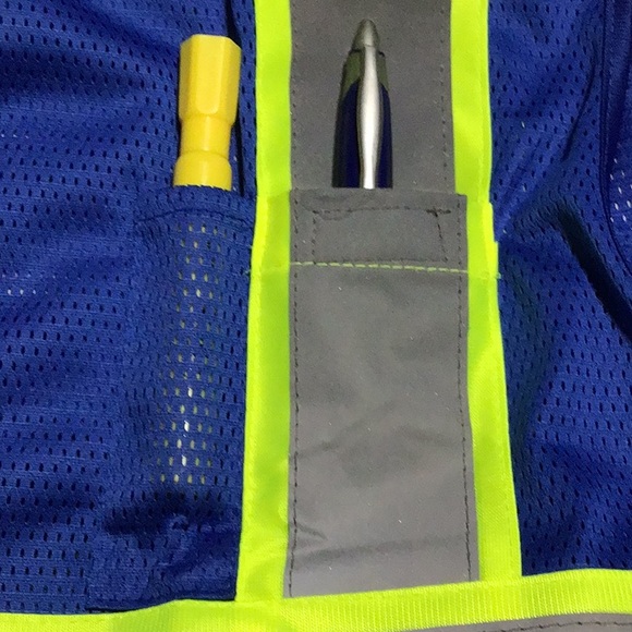 TRUECREST   Safety Vest Blue /Yellow 4 Pockets  Large  NWOT - Picture 6 of 7